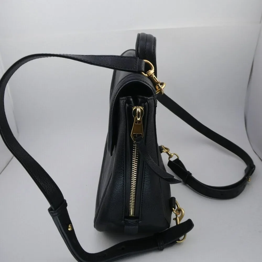 REBECCA MINKOFF Maia Medium Saddle Leather Shoulder Crossbody Bag Black $275